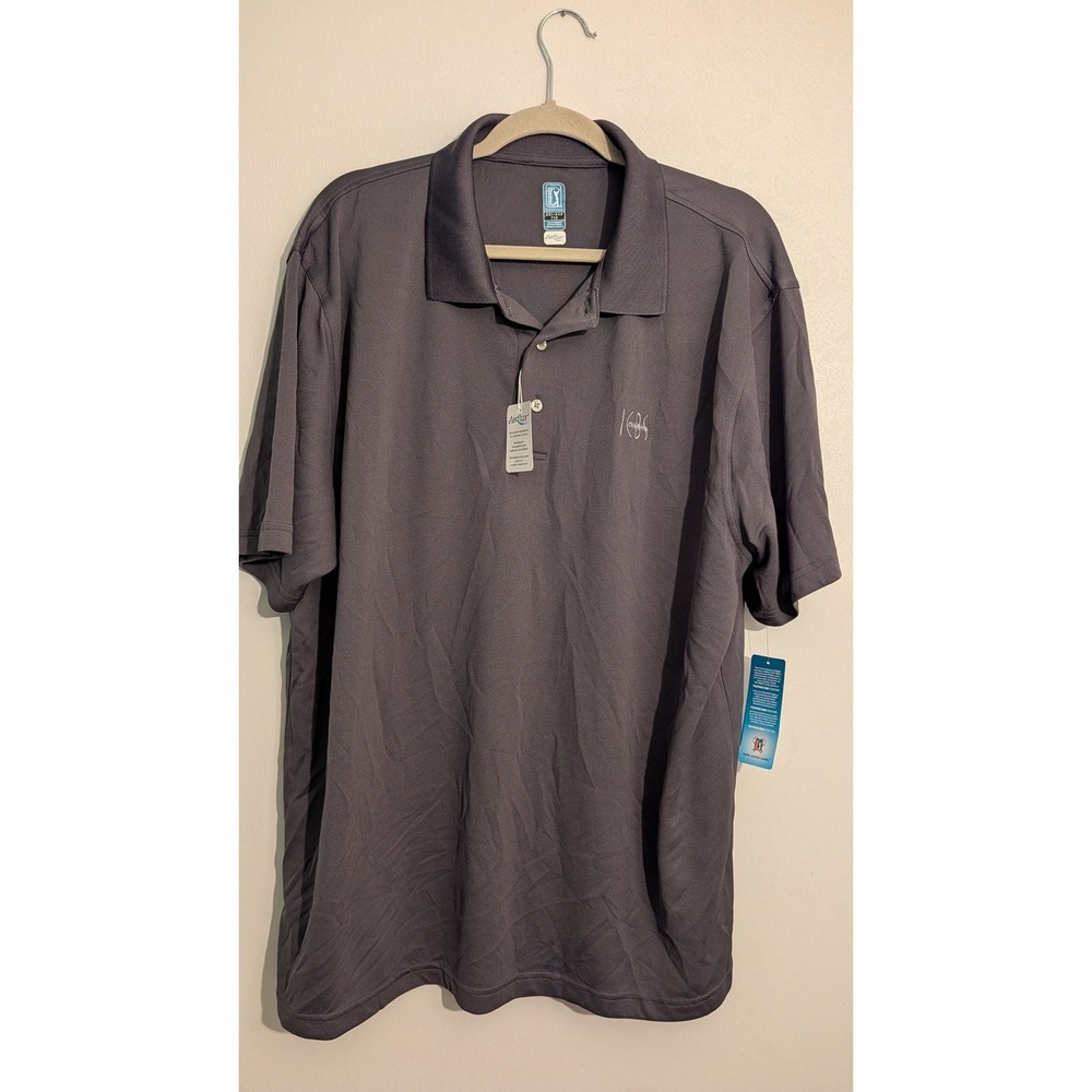 PGA Tour Airflux Mens XXL Gray Short Sleeve Golf Polo Shirt‎ New With Tags